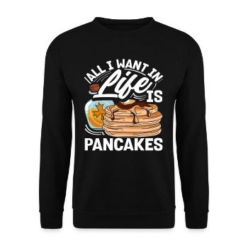 Alles Was Ich Im Leben Will Sind Pfannkuchen - Unisex Pullover - Schwarz - Vorne - Alina (178cm) & Michal (187cm)