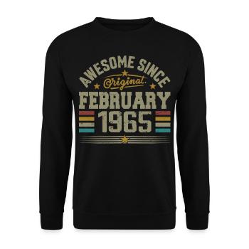 Février 1965 Cadeau 60e Anniversaire, Février 1965 - Sweat-shirt Unisexe - noir - Devant - Alina (178cm) & Michal (187cm)