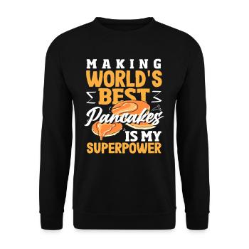 Weltbeste Pfannkuchen Superkraft - Unisex Pullover - Schwarz - Vorne - Alina (178cm) & Michal (187cm)