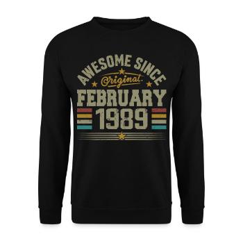Février 1989 Cadeau 36e Anniversaire, Février 1989 - Sweat-shirt Unisexe - noir - Devant - Alina (178cm) & Michal (187cm)