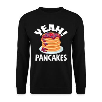 Pancakes Yeah! Mit Kirschen Und Blaubeeren - Unisex Pullover - Schwarz - Vorne - Alina (178cm) & Michal (187cm)