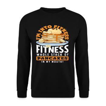 Pancakes Fitness Lovers Humorous Enjoyment - Unisex Sweatshirt - black - Front - Alina (178cm) & Michal (187cm)