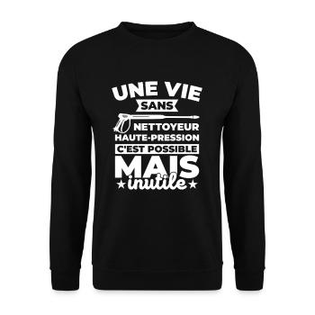 Sans Nettoyeur Haute-Pression Pressure Washer - Unisex Sweatshirt - black - Front - Alina (178cm) & Michal (187cm)