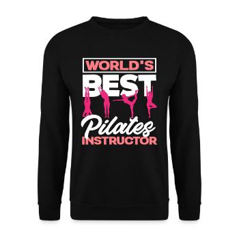 Pilates Best Instructor In The World - Unisex Sweatshirt - black - Front - Alina (178cm) & Michal (187cm)