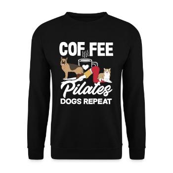 Pilates Coffee Dogs Repeat Fun - Unisex Sweatshirt - black - Front - Alina (178cm) & Michal (187cm)