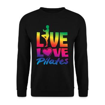 Pilates Live Love pour les fans de fitness - Sweat-shirt Unisexe - noir - Devant - Alina (178cm) & Michal (187cm)