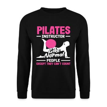 Pilates Instruktor Lustig Spruch - Unisex Pullover - Schwarz - Vorne - Alina (178cm) & Michal (187cm)