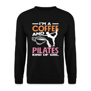 Pilates Und Kaffee Liebhaberin - Unisex Pullover - Schwarz - Vorne - Alina (178cm) & Michal (187cm)
