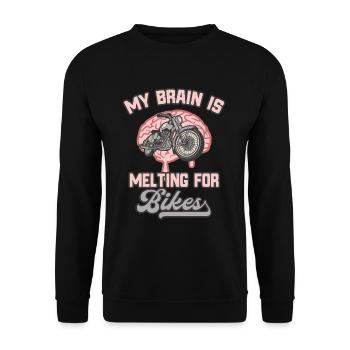 Motorrad Gehirn Motorräder Lustiges Biker - Unisex Pullover - Schwarz - Vorne - Alina (178cm) & Michal (187cm)