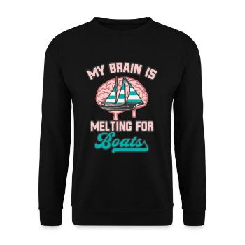 Gehirn Boote Segeln Bootfahren Lustiges Segler - Unisex Pullover - Schwarz - Vorne - Alina (178cm) & Michal (187cm)