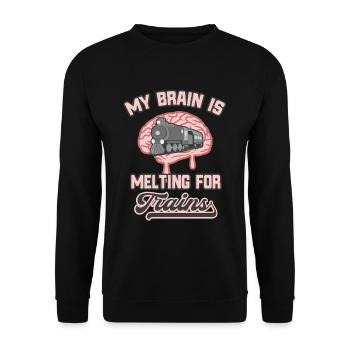 Mein Gehirn Schmilzt Für Züge Lustiger Eisenbahner - Unisex Pullover - Schwarz - Vorne - Alina (178cm) & Michal (187cm)