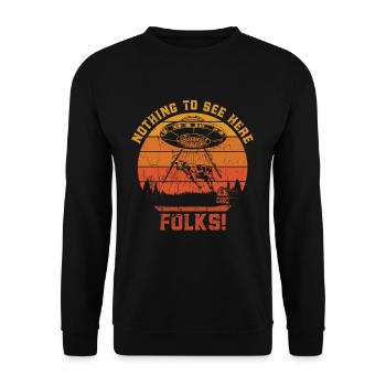 UFO Alien Entführung Kuh Sci-Fi Humor - Unisex Pullover - Schwarz - Vorne - Alina (178cm) & Michal (187cm)