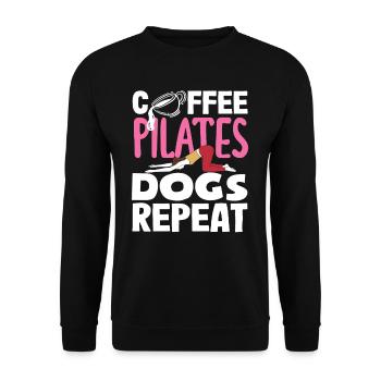 Pilates Coffee Dogs Repeat - Unisex Sweatshirt - black - Front - Alina (178cm) & Michal (187cm)