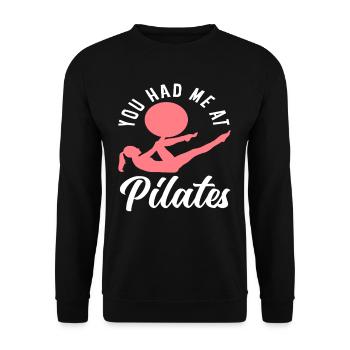 Pilates Tu m’as eu chez Pilates Style - Sweat-shirt Unisexe - noir - Devant - Alina (178cm) & Michal (187cm)