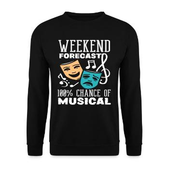 Musical Lover: Wochenende Prognose Musical - Unisex Pullover - Schwarz - Vorne - Alina (178cm) & Michal (187cm)