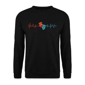 Musical Liebhaber Theater Masken Herzschlag - Unisex Pullover - Schwarz - Vorne - Alina (178cm) & Michal (187cm)