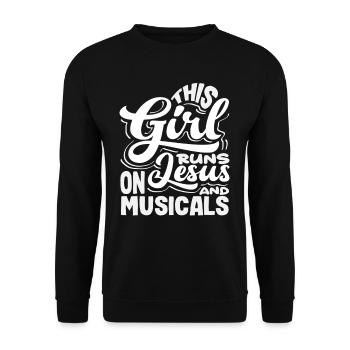 This Girl Loves Jesus and Musicals - Unisex Sweatshirt - black - Front - Alina (178cm) & Michal (187cm)