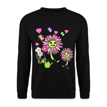 Spring Summer Flowers Flower Children Child Garden - Unisex Sweatshirt - black - Front - Alina (178cm) & Michal (187cm)