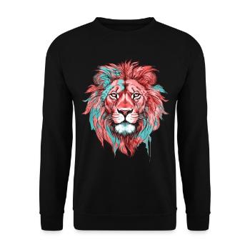 Lion Tête de Lion Coloré Prédateur Coloré Art Animalier - Sweat-shirt Unisexe - noir - Devant - Alina (178cm) & Michal (187cm)