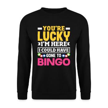 Bingo Player Vous avez de la chance que je sois là - Sweat-shirt Unisexe - noir - Devant - Alina (178cm) & Michal (187cm)