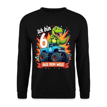 Dinosaur 6th Birthday Monster Truck - Unisex Sweatshirt - black - Front - Alina (178cm) & Michal (187cm)