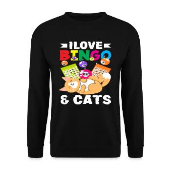 Les joueurs de bingo adorent les chats et le bingo - Sweat-shirt Unisexe - noir - Devant - Alina (178cm) & Michal (187cm)