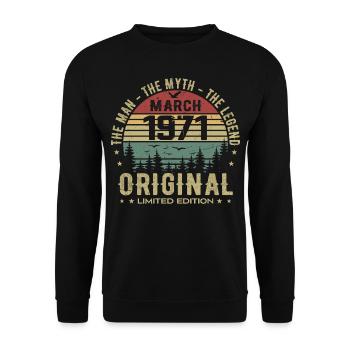 Gift for the 54th Anniversary Original March 1971 - Unisex Sweatshirt - black - Front - Alina (178cm) & Michal (187cm)