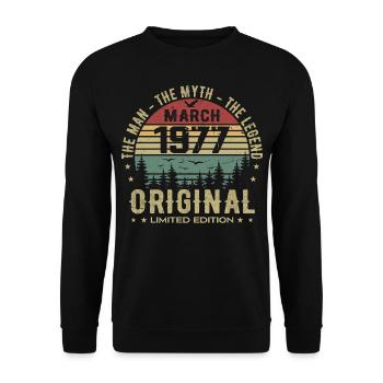 Gift for the 48th Anniversary Original March 1977 - Unisex Sweatshirt - black - Front - Alina (178cm) & Michal (187cm)