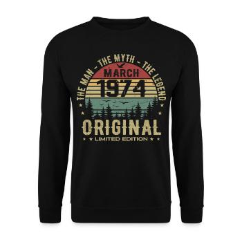 Gift for the 51st Anniversary Original March 1974 - Unisex Sweatshirt - black - Front - Alina (178cm) & Michal (187cm)