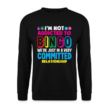 Bingo Spieler Nicht Süchtig Nur Engagiert - Unisex Pullover - Schwarz - Vorne - Alina (178cm) & Michal (187cm)