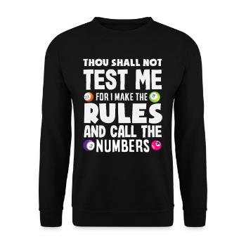 Bingo Spieler Ich Mache Die Regeln Und Zahlen - Unisex Pullover - Schwarz - Vorne - Alina (178cm) & Michal (187cm)