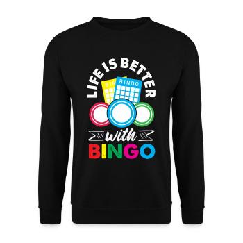 La vie est meilleure avec les cartes de bingo - Sweat-shirt Unisexe - noir - Devant - Alina (178cm) & Michal (187cm)