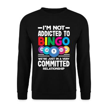 Bingo Engagiert Beziehung Aussage - Unisex Pullover - Schwarz - Vorne - Alina (178cm) & Michal (187cm)