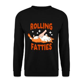 Rolling Fatties Funny Cat Lover Kitten - Unisex Sweatshirt - black - Front - Alina (178cm) & Michal (187cm)