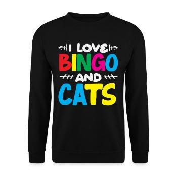 Joueurs de bingo - J’aime le bingo et les chats - Sweat-shirt Unisexe - noir - Devant - Alina (178cm) & Michal (187cm)