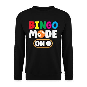 Bingo Modus Aktiv Für Spielspaß - Unisex Pullover - Schwarz - Vorne - Alina (178cm) & Michal (187cm)