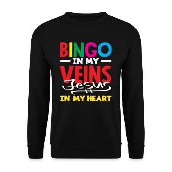 Bingo In My Veins Jesus In My Heart - Unisex Sweatshirt - black - Front - Alina (178cm) & Michal (187cm)