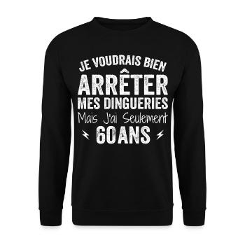 Lustiges Geschenk zum 60. Geburtstag 60 Jahre - Unisex Pullover - Schwarz - Vorne - Alina (178cm) & Michal (187cm)
