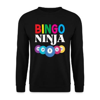 Bingo Ninja Enthusiast Mit Zahlen - Unisex Pullover - Schwarz - Vorne - Alina (178cm) & Michal (187cm)