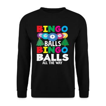 Bingo Balls Weihnachtsfreude - Unisex Pullover - Schwarz - Vorne - Alina (178cm) & Michal (187cm)