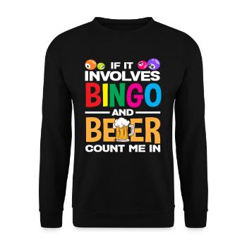Wenn Es Bingo Und Bier Gibt Zähl Mich Ein - Unisex Pullover - Schwarz - Vorne - Alina (178cm) & Michal (187cm)