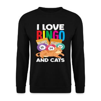 J’adore le bingo et les chats - Sweat-shirt Unisexe - noir - Devant - Alina (178cm) & Michal (187cm)