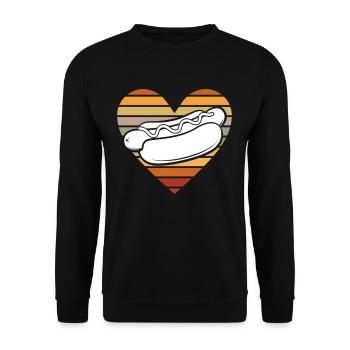 Retro Heart Hot Dog Lover - Unisex Sweatshirt - black - Front - Alina (178cm) & Michal (187cm)