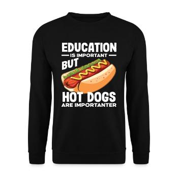 Hot Dog Lovers Education Is Important - Unisex Sweatshirt - black - Front - Alina (178cm) & Michal (187cm)