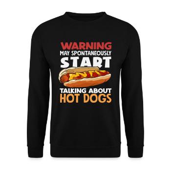 Warning Hot Dog Lover Talks Hot Dogs Spontaneously - Unisex Sweatshirt - black - Front - Alina (178cm) & Michal (187cm)
