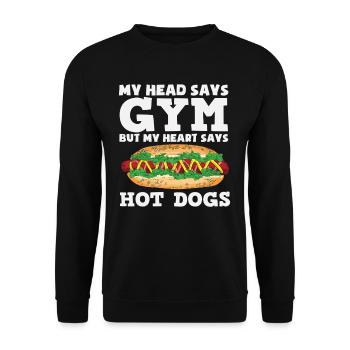 My Head Says Gym Heart Says Hot Dog Lover - Unisex Sweatshirt - black - Front - Alina (178cm) & Michal (187cm)