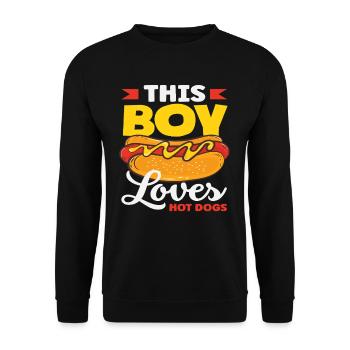 This Boy Loves Hot Dogs Hot Dog Lover - Unisex Sweatshirt - black - Front - Alina (178cm) & Michal (187cm)
