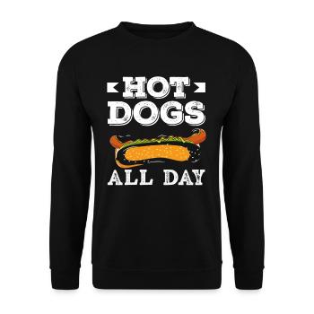 Amateur de hot-dogs - Hot Dogs toute la journée - Sweat-shirt Unisexe - noir - Devant - Alina (178cm) & Michal (187cm)