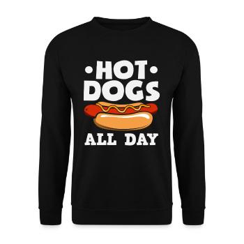 Amateur de hot-dogs Hot-dogs toute la journée - Sweat-shirt Unisexe - noir - Devant - Alina (178cm) & Michal (187cm)