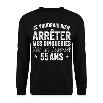 Funny 55th Anniversary Gift 55 Years - Unisex Sweatshirt - black - Front - Alina (178cm) & Michal (187cm)